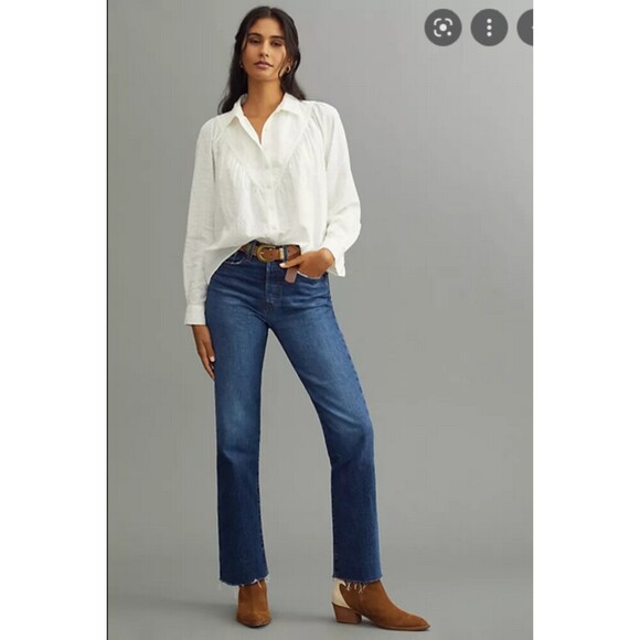 Denim Anthropologie Levi's Ultra High Rise Wedgie Straight Raw Hem Jeans (NWT) - Picture 4 of 4